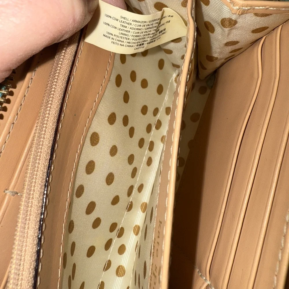 Kate Spade Teal Leather Wallet with Gold Polka Dots interior - Picture 7 of 9